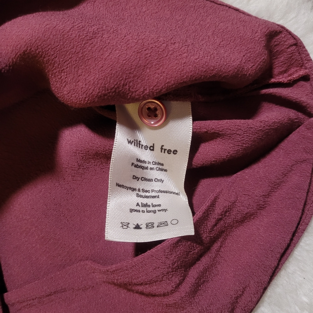 Aritzia Wilfred The Tie Front Cropped Blouse in Dusty Rose Sz M - Picture 7 of 8